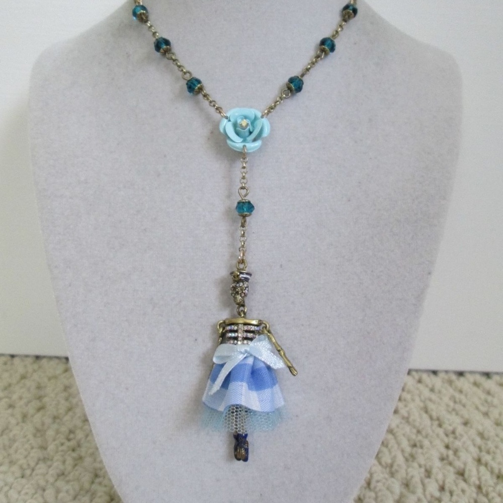 Betsey Johnson Roses and Skeleton Sailor Necklace